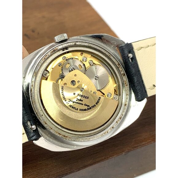 Jules Jurgensen Men's Watch Vintage Swiss Automatic Blue Dial Day Date 35mm - Picture 7 of 15